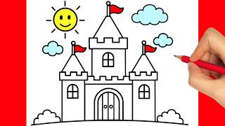 HOW TO DRAW A CASTLE EASY