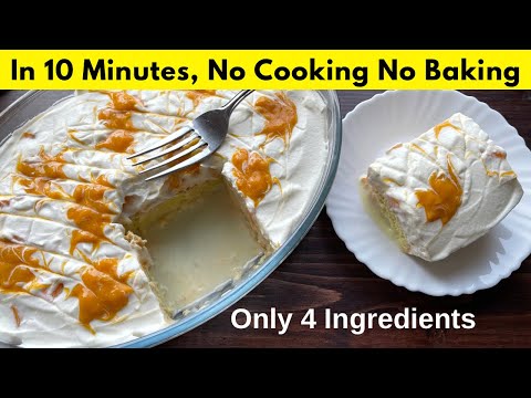 10 Minutes Mango Milk Cake No Baking No Cooking No Oven | Only 4 Ingredients @Humainthekitchen