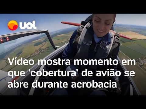 Cabine de avião se abre durante acrobacia e piloto luta para fazer pouso de emergência; veja vídeo