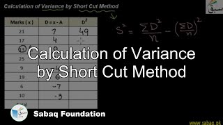 Calculation of Variance by Short Cut Method