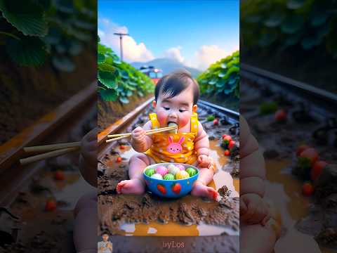 ❤️ Evolution of Baby: Train Attack on Baby for Food Eating #cat #cute #love #shorts BabyLos 33
