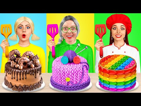 Me vs Grandma Cooking Challenge | Cake Decorating Challenge for 24 Hours by RATATA COOL