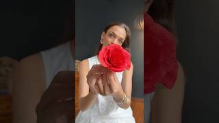 Rose flower hair clip DIY 🌹 using crepe paper ❤️✨ #hairstyle #diyhairstyles