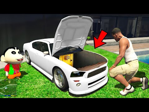 GTA 5 : Franklin and Shinchan Open Secret Room Under Franklin's Car in GTA 5!(GTA 5 mods)