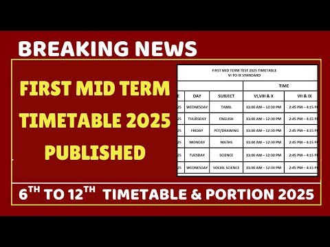 #breakingnews First mid term timetable 2025 published | 6th - 12th 1st mid term portion 2025