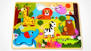 Puzzle Fun for Kids! 🐒🐊🦁 Let's Learn Animal Names Together!