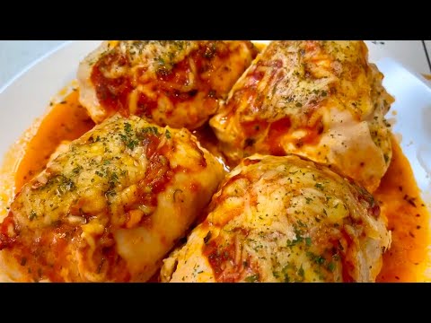 Un amigo de Italia me mostró esta receta! Deliciosa pechuga de pollo rellena!