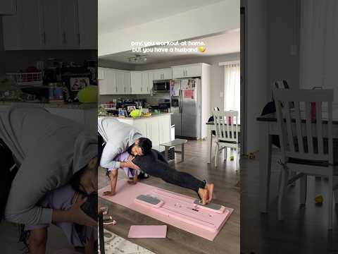 Can’t do anything with him around 🤣 #shorts #husbandwife #husband #pilatesathome #husbandwifevlogs