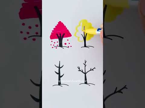 😱4 IDEAS PARA DIBUJAR UNOS ÁRBOLES #drawing #tutorialdedibujo #arte #dibujosfacil #dibujopasoapaso
