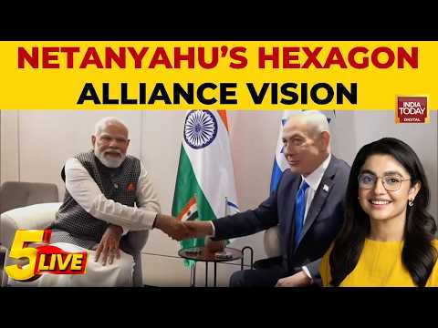 YouTube video thumbnail: Israel PM Netanyahu Pitches Hexagon Alliance Linking India, Israel, Arab Nations During Modi Visit