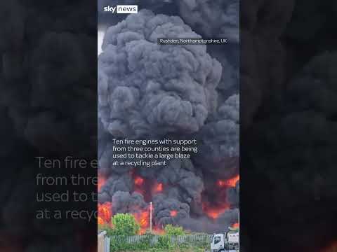 Huge plume of smoke from recycling plant fire