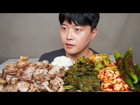 [와차밥] 대패 꿀조합!! 대패삼겹살 마늘김치 깻잎겉절이 상추겉절이 고추김치 요리 먹방 Samgyeopsal & Kimchi ASMR MUKBANG EATING SHOW