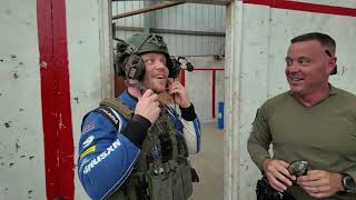 NTT INDYCAR driver Felix Rosenqvist tours Indiana State Police training facility