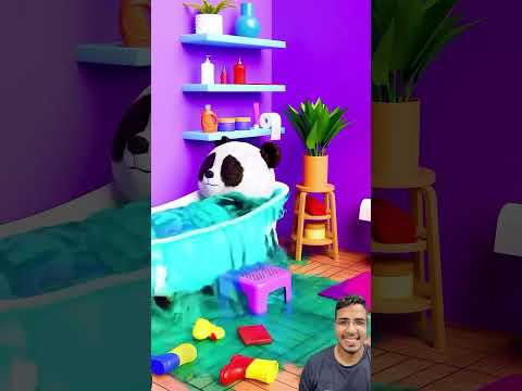 O panda só quer um banho!😪🛀 #cute #funny #panda #cartoon #animation