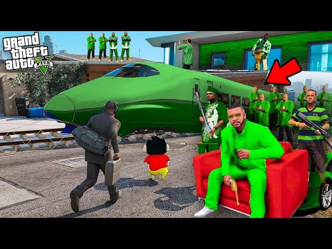 Shinchan Pinchan GREEN GANG vs Franklin BLUE GANG In GTA 5 | GANG TRAIN EXPERIENCE