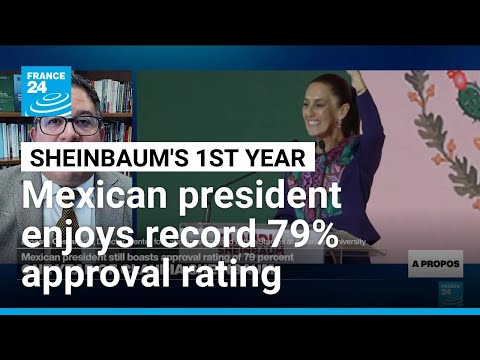 YouTube video thumbnail: Mexico's Sheinbaum Sees Record Approval Rating as she Celebrates one Year in Office 
