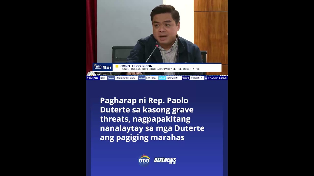 Pagharap ni Rep. Paolo Duterte sa kasong grave threats, nagpapakitang nanalaytay