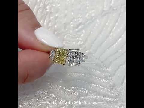 Radiant Cut Diamond Duo Design with Side-Stones