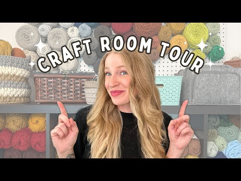 CRAFT ROOM TOUR 2025 - My new craft room & office! YARN STORAGE for Crocheters!