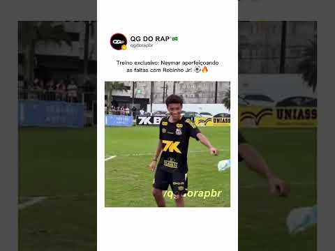 Neymar treinando falta com o Robinho Jr: ⚽️🔥 #neymarjr #robinhojr #futebol #santos