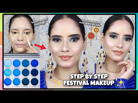 ✨FESTIVAL✨STEP BY STEP MAKEUP TUTORIAL😍🥀//RAKHI SPECIAL MAKEUP TUTORIAL FOR BEGINNERS🎉🤯😘//RAKHI LOOK