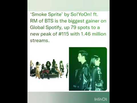 Smoke Sprite’ by So!YoOn! ft. RM of BTS is the biggest gainer on Global Spotify, up 79 spots to a