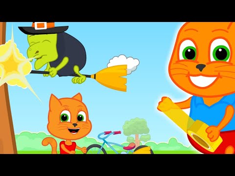 Família de Gatos - VASSOURA VOADORA 🧹✨🌙💨 Desenho Animado em Português Brasil