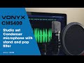 Studio Recording Microphone Kit - Vonyx CMS400 with Stand & Pop Filter