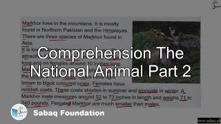 Comprehension The National Animal Part 2