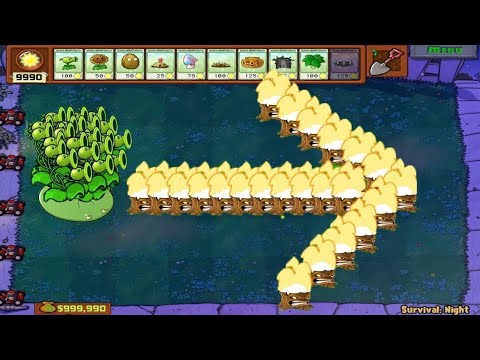 Plants vs Zombies Hack - 1 Gatling Pea vs Tall-Nut vs All Zombie 