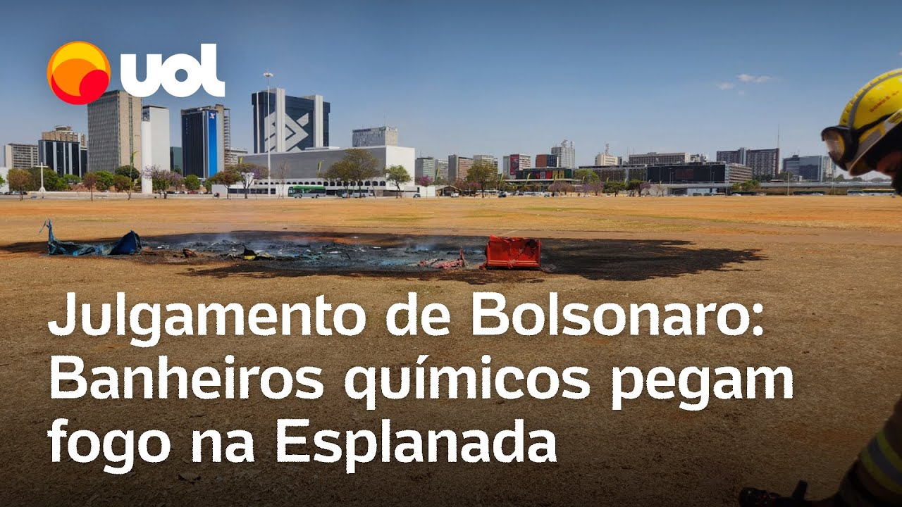 Banheiros químicos pegam fogo na Esplanada dos Ministérios perícia investigará possível crime