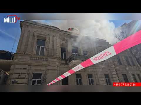 Bakı şəhərinin tam mərkəzində yaşayış evi ya*ndı