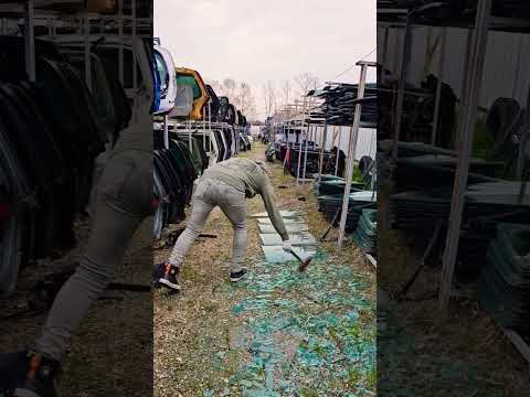 Crusching car glass with hammer #shorts #short #shortvideo #satisfying