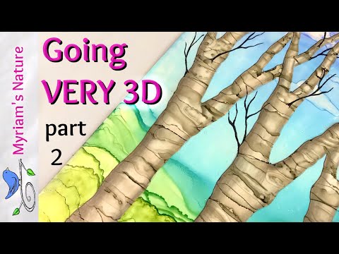 181] ALCOHOL INK Technique 🌳 VERY 3D Trees - part 2 - Adding the Shading for the 3D Look