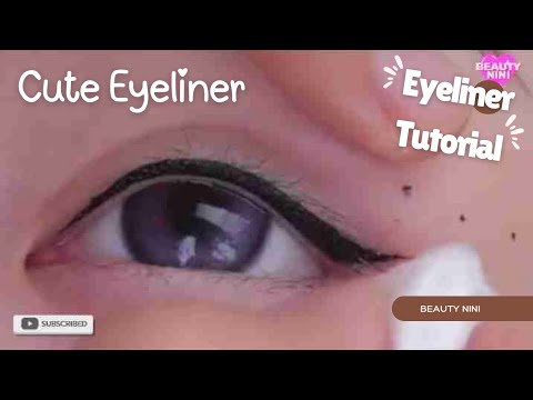 How to apply EYELINER Perfectly.. Cute Eyeliner Tutorial for Beginners ✨ Zoom in Tutorial 😍 #makeup