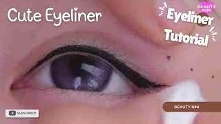 How to apply EYELINER Perfectly.. Cute Eyeliner Tutorial for Beginners ✨ Zoom in Tutorial 😍 #makeup