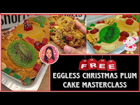 Free! Eggless Christmas Special Plum Cake MasterClass 🎂  Without Alcohol 😲 #christmas #cake #eggless