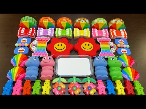 Rainbow Slime Mixing Random Cute, shiny things into slime #ASMR #Satisfying #slimevideos