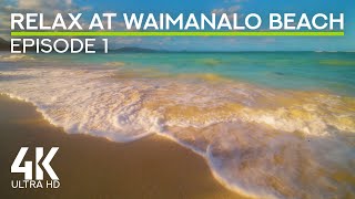 Real Ocean Waves Sounds of Oahu Coastline | 4K Relaxing at Waimanalo Beach, Hawaii - Episode 1