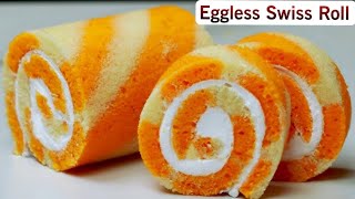 Eggless Mango Swiss Roll Recipe｜Mango Cake Recipe｜Swiss Roll Cake Recipe