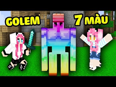 PANDA THỬ THÁCH CHẾ TẠO GOLEM 7 MÀU MẠNH NHẤT TRONG MINECRAFT*NẾU MỀU SỞ HỮU GOLEM 7 MÀU LÀM VỆ SĨ