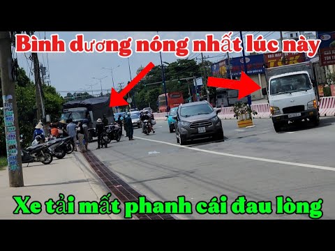 Bình dương ql13 lạnh nhất lúc này l xe tải mất phanh cái kết quá đau lòng