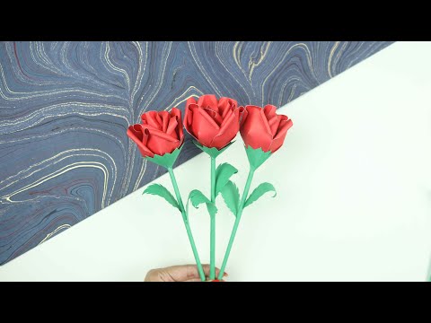 How To Make Paper Rose Flower For Valentine's Day | DIY Rose Flower with Paper