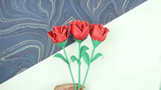How To Make Paper Rose Flower For Valentine's Day | DIY Rose Flower with Paper
