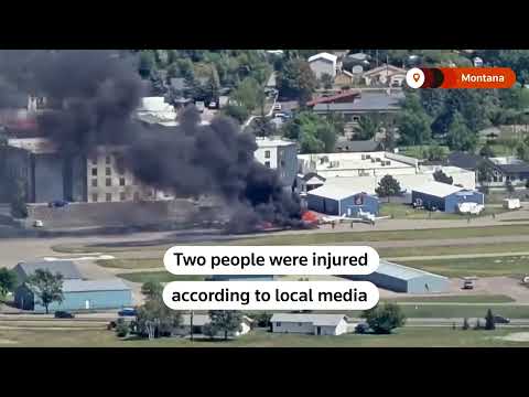YouTube video thumbnail: Small Planes Collide in Montana Engulfing Runway in Flames
