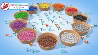 Учим цвета. Детские видео. Цветные машинки. Паровозик Олли