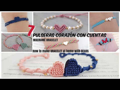 Como hacer PULSERAS CON CUENTAS EN MACRAMÉ | How to make BRACELET at home with BEADS 🤩