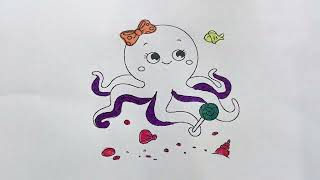 Color the squid holding the lollipop