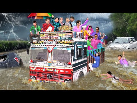 Heavy Rains Road Collapse Truck Driver Rescued Trapped in Flooding Hindi Kahani Hindi Moral Stories