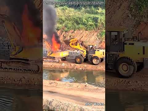 건설 현장 화재 발생 시 휠 로더를 활용한 신속한 초기 진화 공정 #worker #<strong>process</strong> #construction #excavator #<strong>fire</strong>